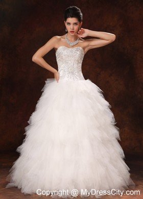 Ruffles Sweetheart Princess Ruffles Chic Garden Wedding Dress with Beading