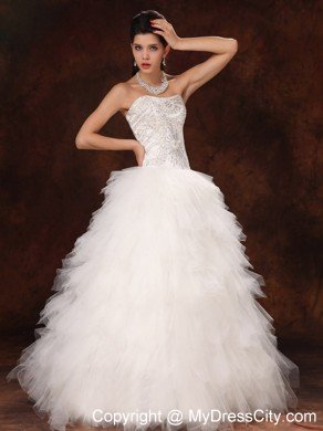 Ruffles Sweetheart Princess Ruffles Chic Garden Wedding Dress with Beading