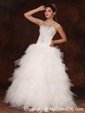 Ruffles Sweetheart Princess Ruffles Chic Garden Wedding Dress with Beading