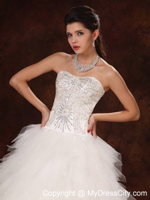 Ruffles Sweetheart Princess Ruffles Chic Garden Wedding Dress with Beading