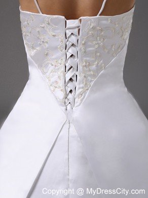 Classical Spaghetti Straps Embroidery 2013 Wedding Dress for Church