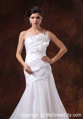 Cheap Mermaid One Shoulder Beading Wedding Dress For Wedding Party