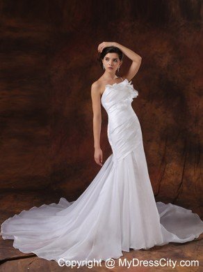 Cheap Mermaid One Shoulder Beading Wedding Dress For Wedding Party