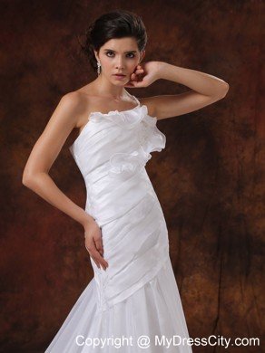 Cheap Mermaid One Shoulder Beading Wedding Dress For Wedding Party