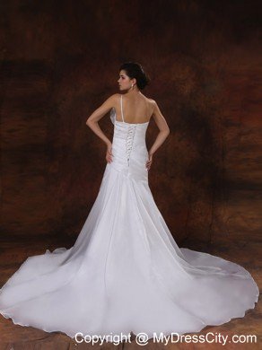 Cheap Mermaid One Shoulder Beading Wedding Dress For Wedding Party