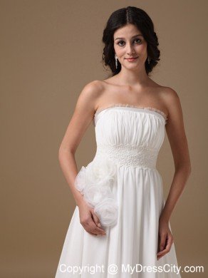 Beautiful Strapless Hand Made Flowers Princess Garden Wedding Dress