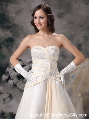 White and Champagne Princess Sweetheart Beading Wedding Bridal Gown
