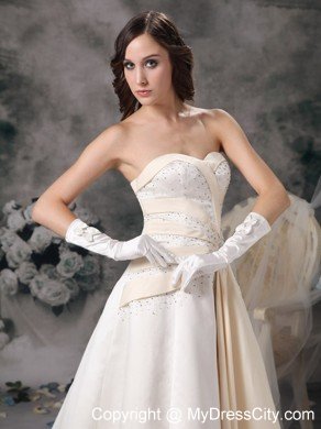 White and Champagne Princess Sweetheart Beading Wedding Bridal Gown