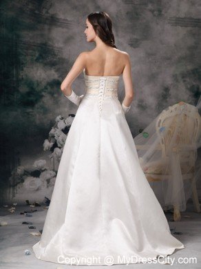 White and Champagne Princess Sweetheart Beading Wedding Bridal Gown
