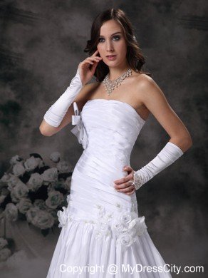 Popular A-line Strapless Ruching 2013 Spring Long Wedding Gowns