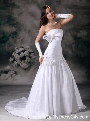 Popular A-line Strapless Ruching 2013 Spring Long Wedding Gowns