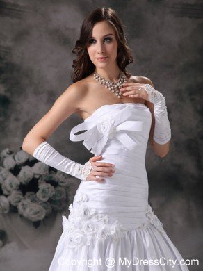 Popular A-line Strapless Ruching 2013 Spring Long Wedding Gowns
