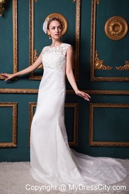 Sexy Column Scoop Lace Button Down Back 2013 Wedding Bridal Gown