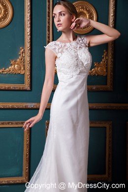 Sexy Column Scoop Lace Button Down Back 2013 Wedding Bridal Gown