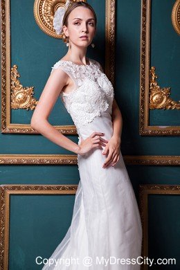 Sexy Column Scoop Lace Button Down Back 2013 Wedding Bridal Gown