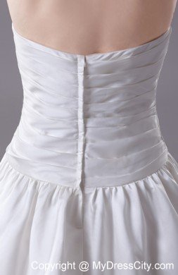 Hand Made Ruched Flowers Sweetheart Brush Train Wedding Dress