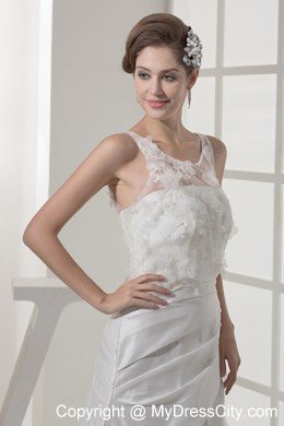 Elegant Lace Appliques Court Train Scoop Neck Wedding Dress