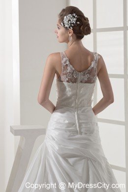 Elegant Lace Appliques Court Train Scoop Neck Wedding Dress