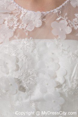 Elegant Lace Appliques Court Train Scoop Neck Wedding Dress