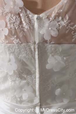 Elegant Lace Appliques Court Train Scoop Neck Wedding Dress