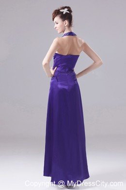 Exquisite Halter High-low Purple Prom Dress With Beading
