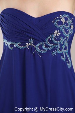 Royal Blue Empire Floor-length Chiffon Beaded Dress for Prom