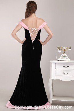 Black Mermaid Off The Shoulder Brush Train Christmas Prom Dress