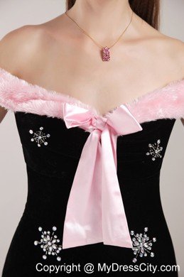 Black Mermaid Off The Shoulder Brush Train Christmas Prom Dress