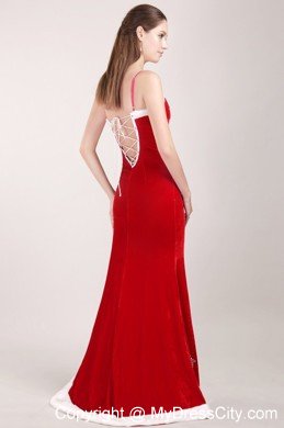 White and Red Mermaid Beaded Prom Gown with Detachable Straps