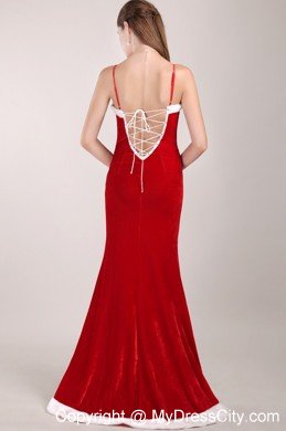 White and Red Mermaid Beaded Prom Gown with Detachable Straps