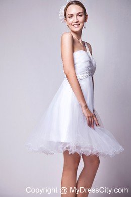 Beaded Organza White A-line Mini-length One Shoulder Prom Gown