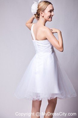 Beaded Organza White A-line Mini-length One Shoulder Prom Gown