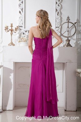 Fuchsia Empire Floor-length One Shoulder Appliques Prom Dress