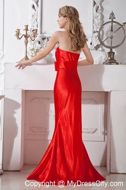 Elegant Red Column Strapless Prom Dress with Beaded Waist