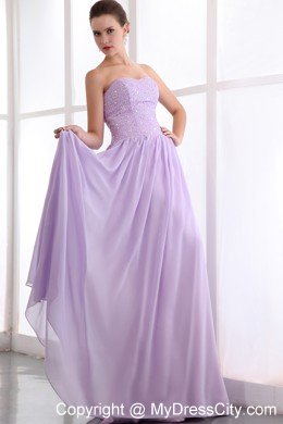 Lavender Empire Strapless Floor-length Beaded Dress for Prom