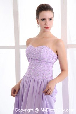 Lavender Empire Strapless Floor-length Beaded Dress for Prom