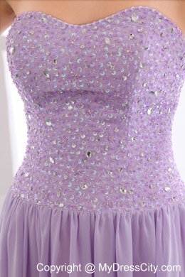 Lavender Empire Strapless Floor-length Beaded Dress for Prom