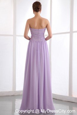 Lavender Empire Strapless Floor-length Beaded Dress for Prom