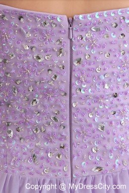 Lavender Empire Strapless Floor-length Beaded Dress for Prom