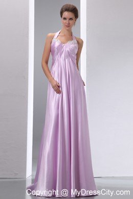 Lavender Halter Appliques Junior Prom Dress with Brush Train