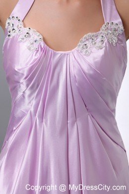 Lavender Halter Appliques Junior Prom Dress with Brush Train