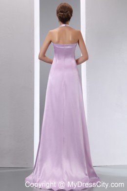 Lavender Halter Appliques Junior Prom Dress with Brush Train