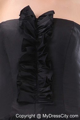 Black Tulle Floor-length A-line Strapless Junior Prom Dress