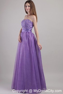 Purple Empire Sweetheart Long Prom Dress Organza Beading