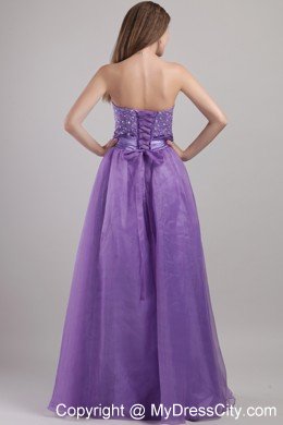 Purple Empire Sweetheart Long Prom Dress Organza Beading