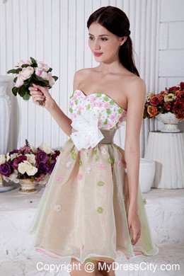 A-line Sweetheart Mini-length Organza Flower Prom Dress for Girls