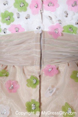 A-line Sweetheart Mini-length Organza Flower Prom Dress for Girls