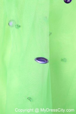 Satin and Organza Beading A-line Halter Spring Green Prom Dress