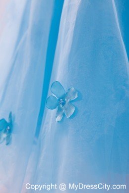 Baby Blue One Shoulder Floral Embellishment Short Prom Dress 2013