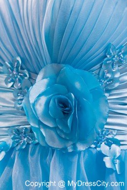 Baby Blue One Shoulder Floral Embellishment Short Prom Dress 2013